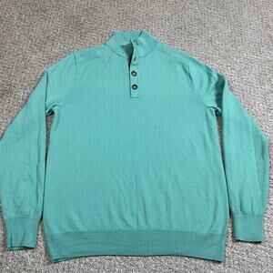 Polo Ralph Lauren Sweater Mens M Button Wool Green Seafoam Henley Preppy